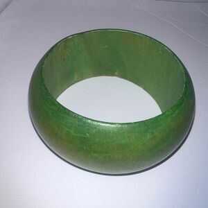 Chunky Green Bangle Bracelet Wood Statement Boho Bohemian Fashion‎ Jewelry